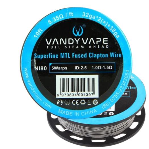 Superfine MTL FUSED CLAPTON Wire Ni80 32ga*2+38ga 5.35Ω - VANDY VAPE