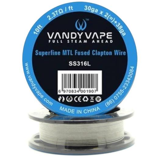 Superfine MTL Fused Clapton Wire SS316 30gaX2 + 38ga Vandy Vape