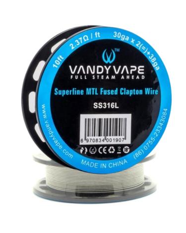 Superfine MTL Fused Clapton Wire SS316 30gaX2 + 38ga Vandy Vape