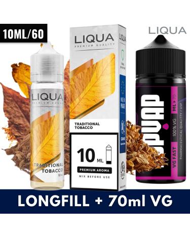 Traditional Tobacco 10ml/60 (Longfill) Liqua + 70ml VG Fast
