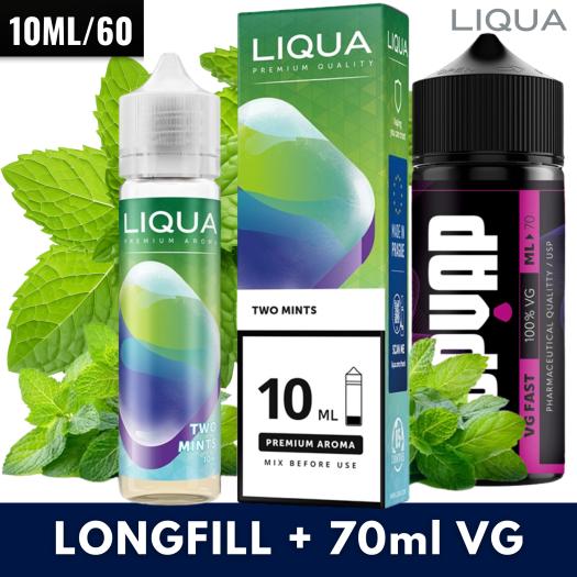 Two Mints 10ml/60 (Longfill) Liqua + 70ml VG Fast