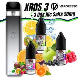 XROS 3 (Icy Silver) Vaporesso + 3 uds Nic Salts 10ml 20mg
