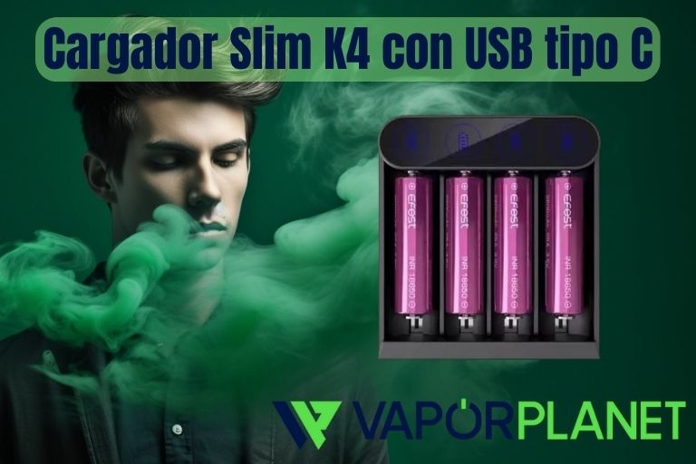 Carregador Slim K4 com USB tipo C - Efest