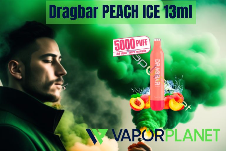 Dragbar PEACH ICE 13ml – 5000 PUFF – Descartável SEM NICOTINA
