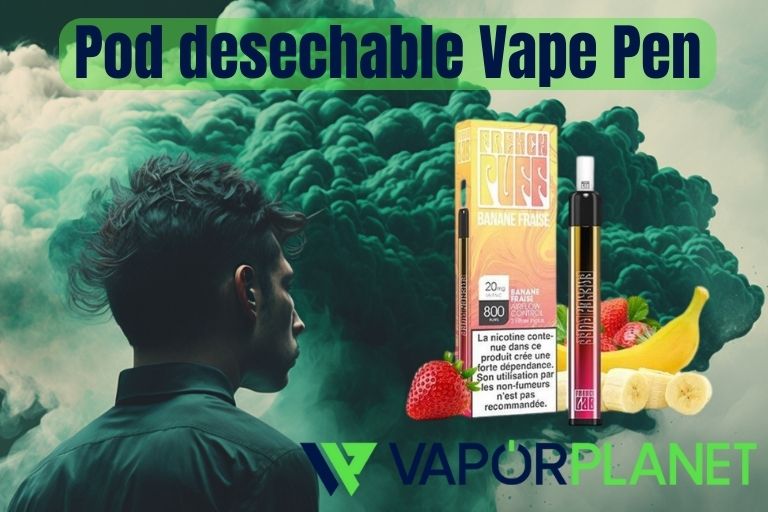 Caneta Pod Vape Descartável Morango e Banana 800 puffs - 550 mAh 20mg - French Puff