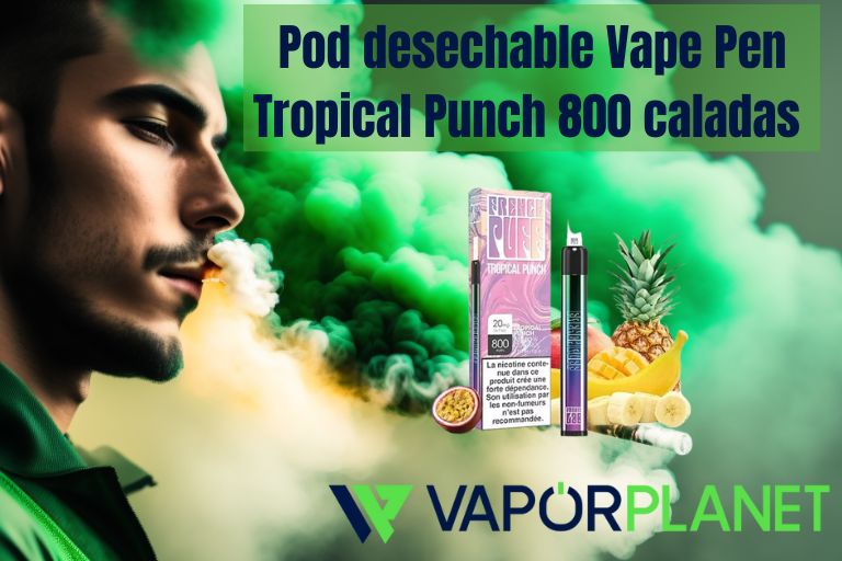 Pod Vape Pen Descartável Tropical Punch 800 puffs - 550 mAh 20mg - French Puff